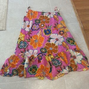 Farm Rio Maxi length pink Satin dress